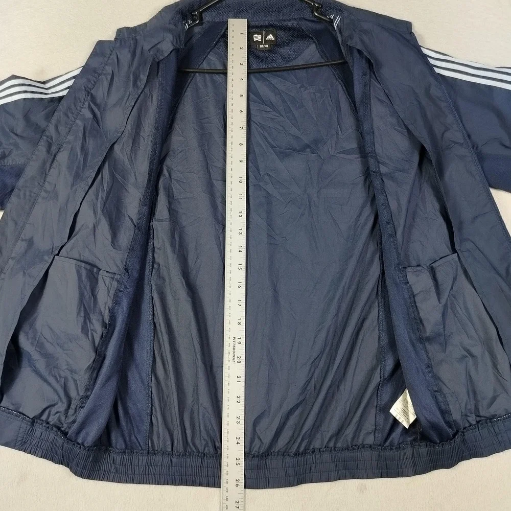 Vintage Adidas Track Jacket Mens M/L Blue 3 Stripe Button Off Sleeve Trefoil
